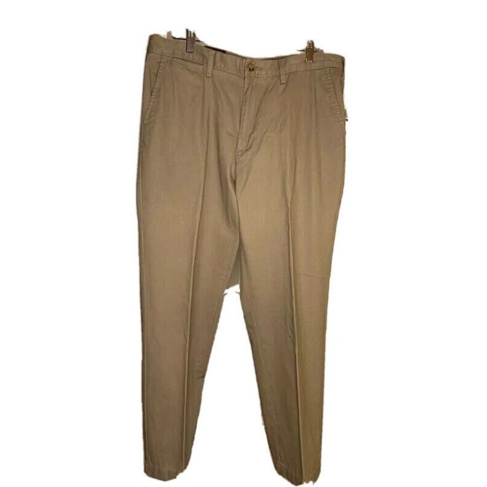Nautica Pants Mens 36x30 Tan Beige Chino Pockets Flat Front Cotton Pants NEW Bro